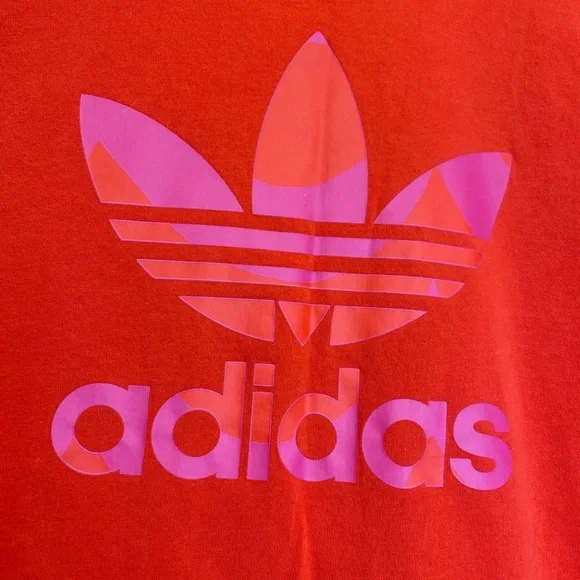 Adidas x marimekko 70s vibe red pink orange and purple T shirt  dress small - Picture 2 of 7
